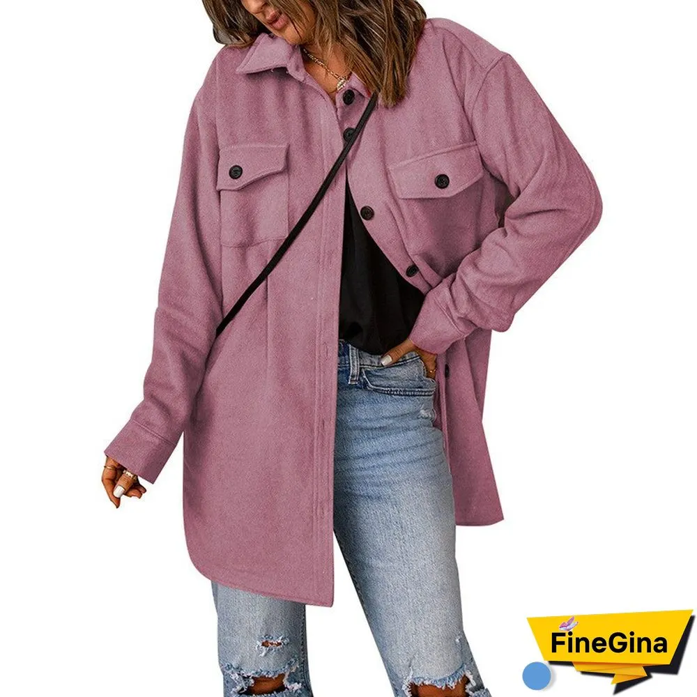 Fashion Corduroy Coat Women's Winter New Solid Color Single-breasted Casual Lapel Woolen Coat Women