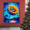 >SALE<5D DIY Full Round Drill Diamond Painting Fluttering Sunflower Home Decor 30x40cm