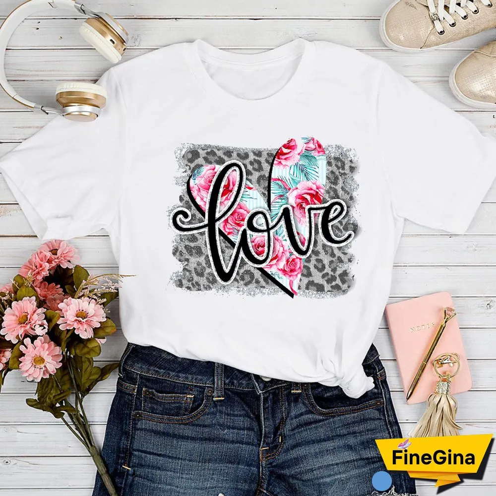 T-shirts Women Love Geometric Trend Style 90s Spring Summer Tshirt Top Lady Print Clothes Graphic Female Tee T-Shirt