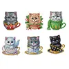 (US Local)6PCS  Xmas DIY Crystal Refrigerator Magnetic for Home Decor (Cup Cat)