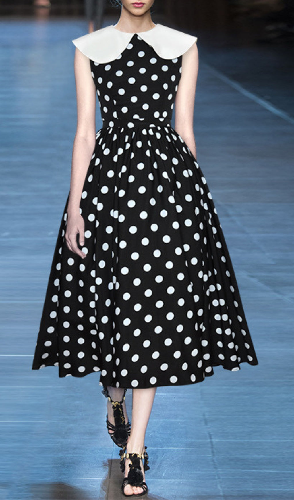 Aminali Dot Midi Dress Flowering Girl