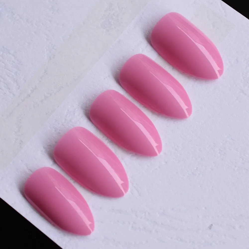 True Color Fashion Fake Nails Jujube Dark Red Stiletto Press On Nails DIY Manicure Tips Full Wrap Many colors 24pcs/kit-Nail Inspo