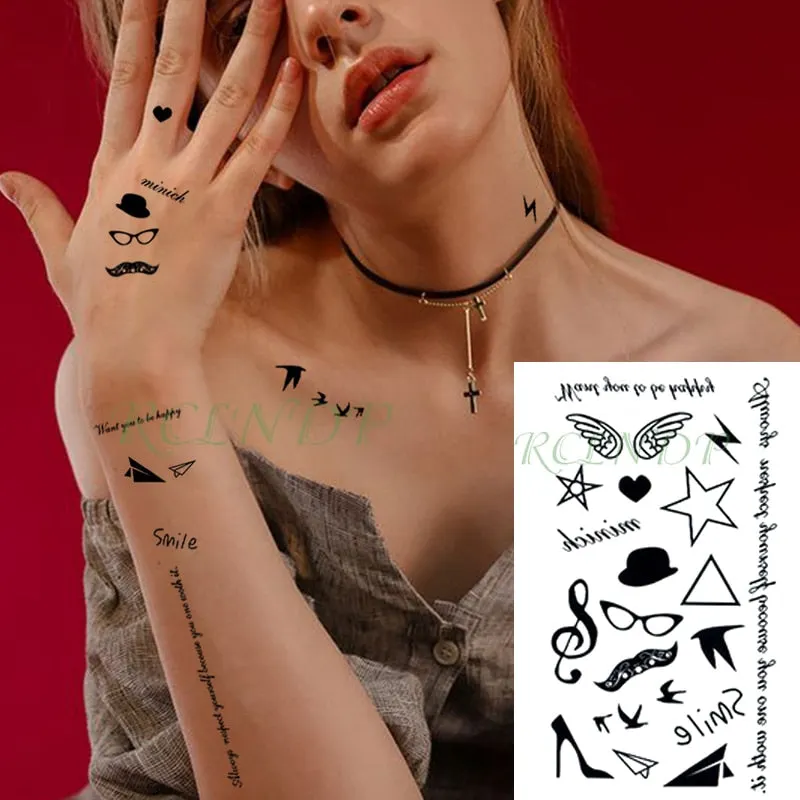 Waterproof Temporary Tattoo Sticker heartbeat wave French it is the life English letter women's tatto flash tatoo fake tattoos
