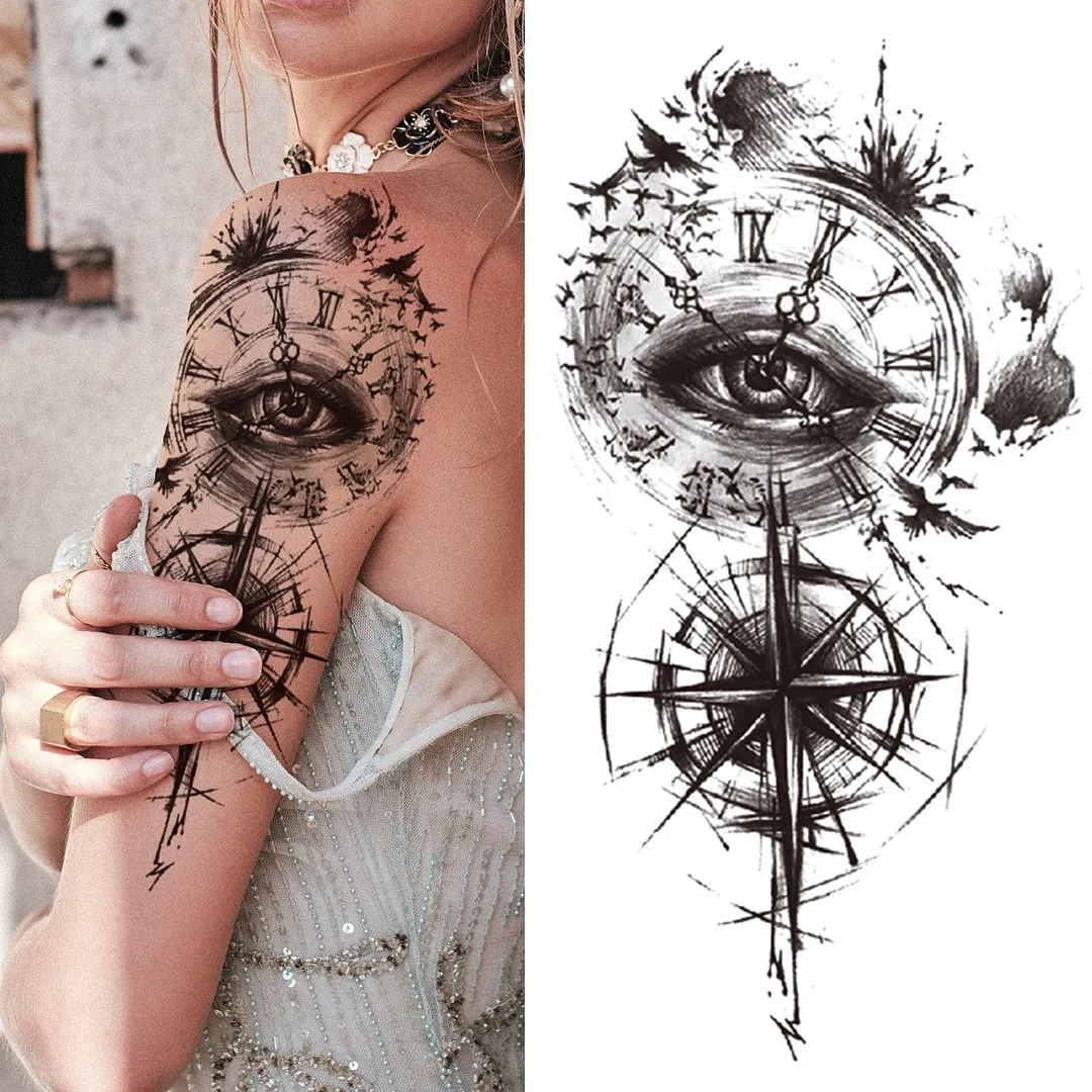 Realistic Fake Peony Temporary Tattoos For Women Girl Black Rose Elephant Flower Tattoo Sticker Tiger Anemone Tatoos Half Sleeve 1118 712-1