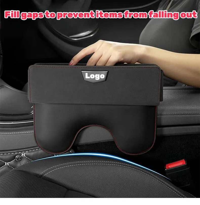 High-end customized car logo suede car seat storage box