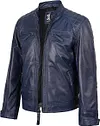 🛒fjackets Męskie kurtki sk&oacute;rzane z prawdziwej sk&oacute;ry jagnięcej &ndash; pikowana kurtka sk&oacute;rzana męska w stylu motocyklowym (Cafe Racer), zapinana na zamek