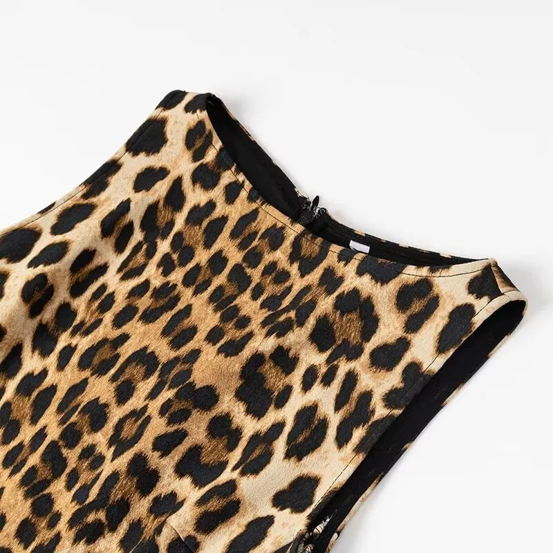 Churchf Churchf Summer 2024 Women's Sleeveless High Waist Animal Print Dress