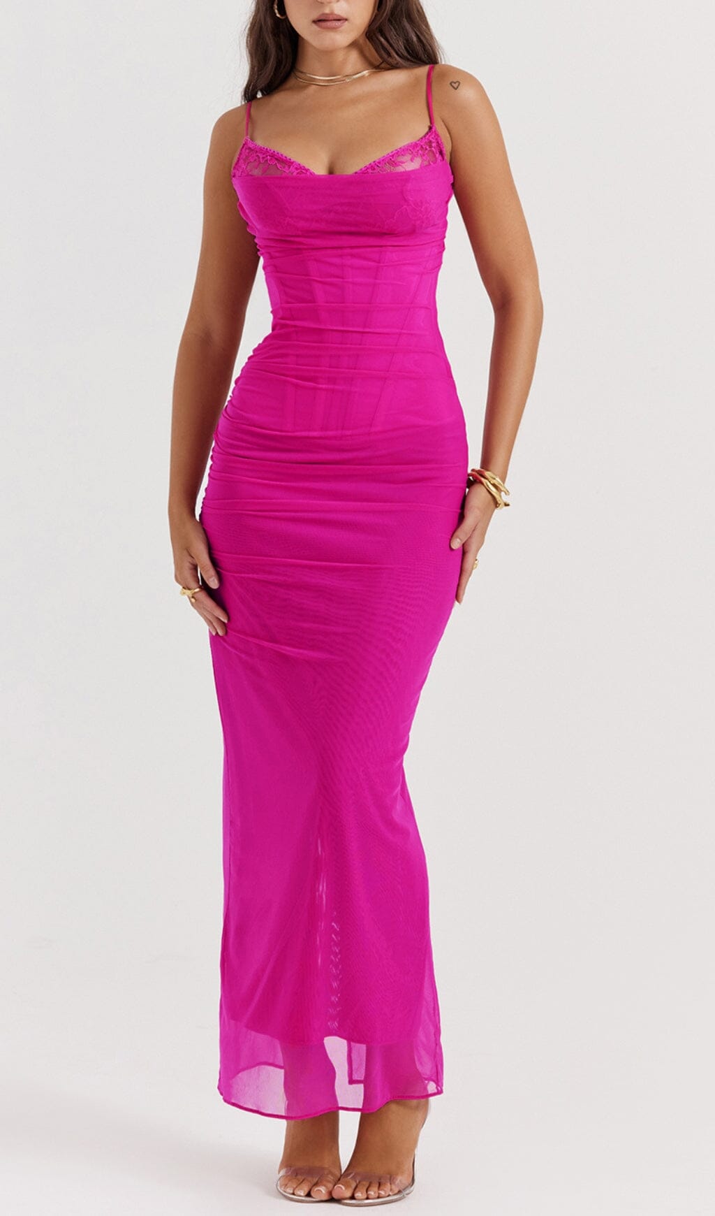 Fuchsia Corset Maxi Dress Flowering Girl