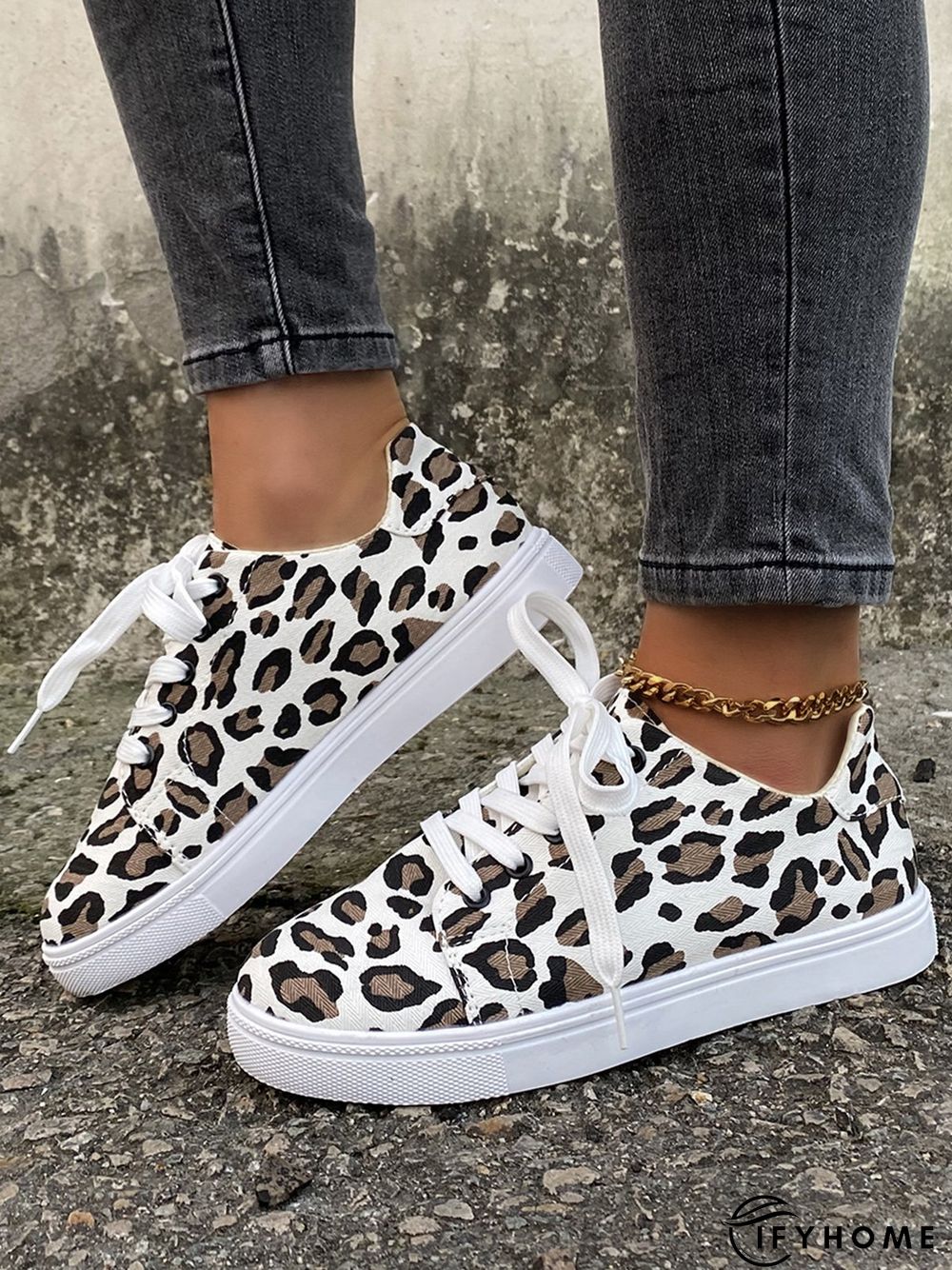 Christmas Red Plaid Black And White Plaid Leopard Casual Flat Shoes | IFYHOME