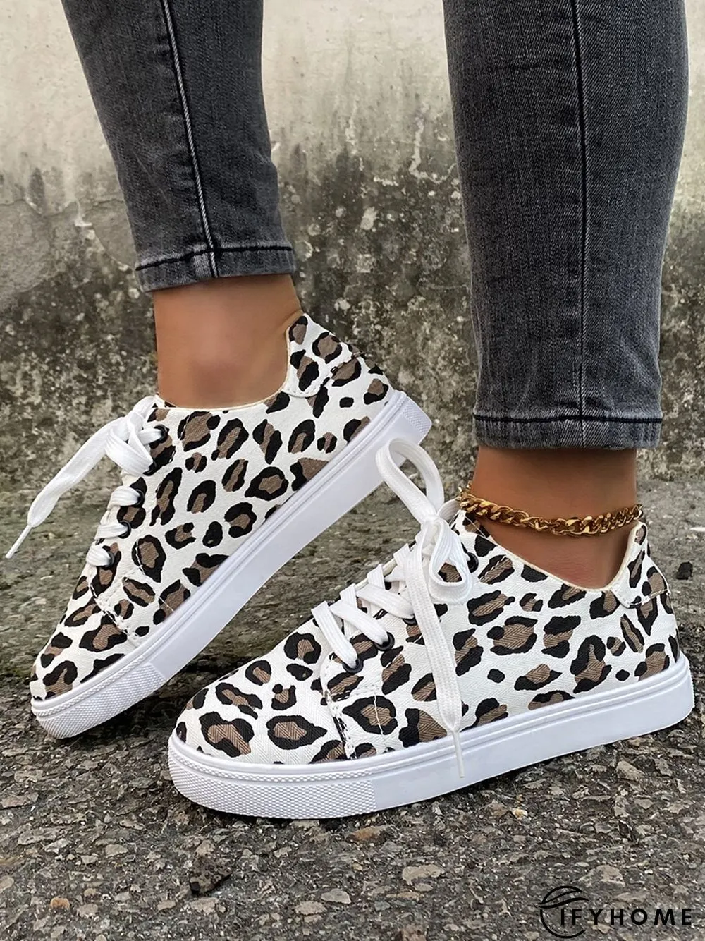 Christmas Red Plaid Black And White Plaid Leopard Casual Flat Shoes | IFYHOME