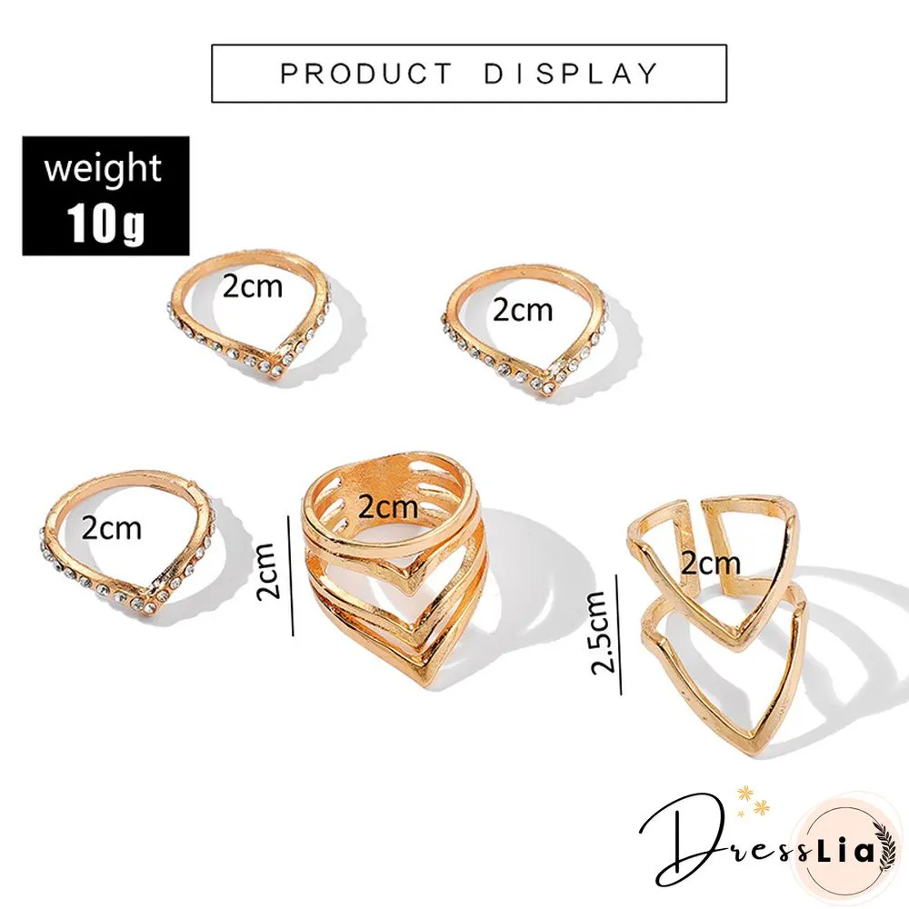 Simple Style Fashion Creative Retro Geometric Ring Set
