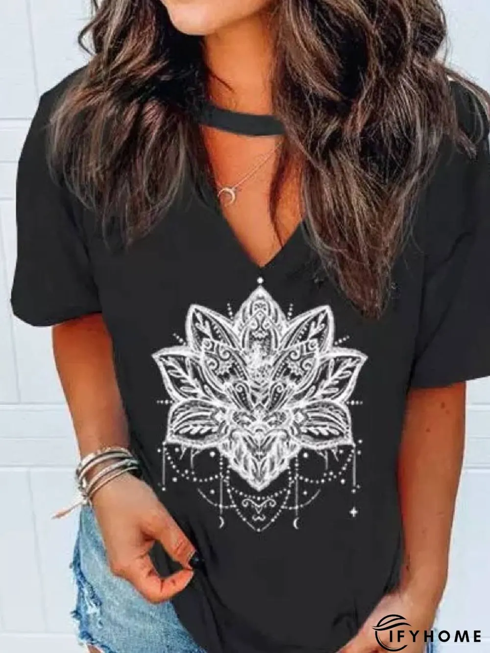 Casual Floral-Print Short Sleeve T-shirt | IFYHOME