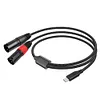USB-C to Dual XLR 3Pin Cable Braided Type C to XLR Male Output Stereo Cord