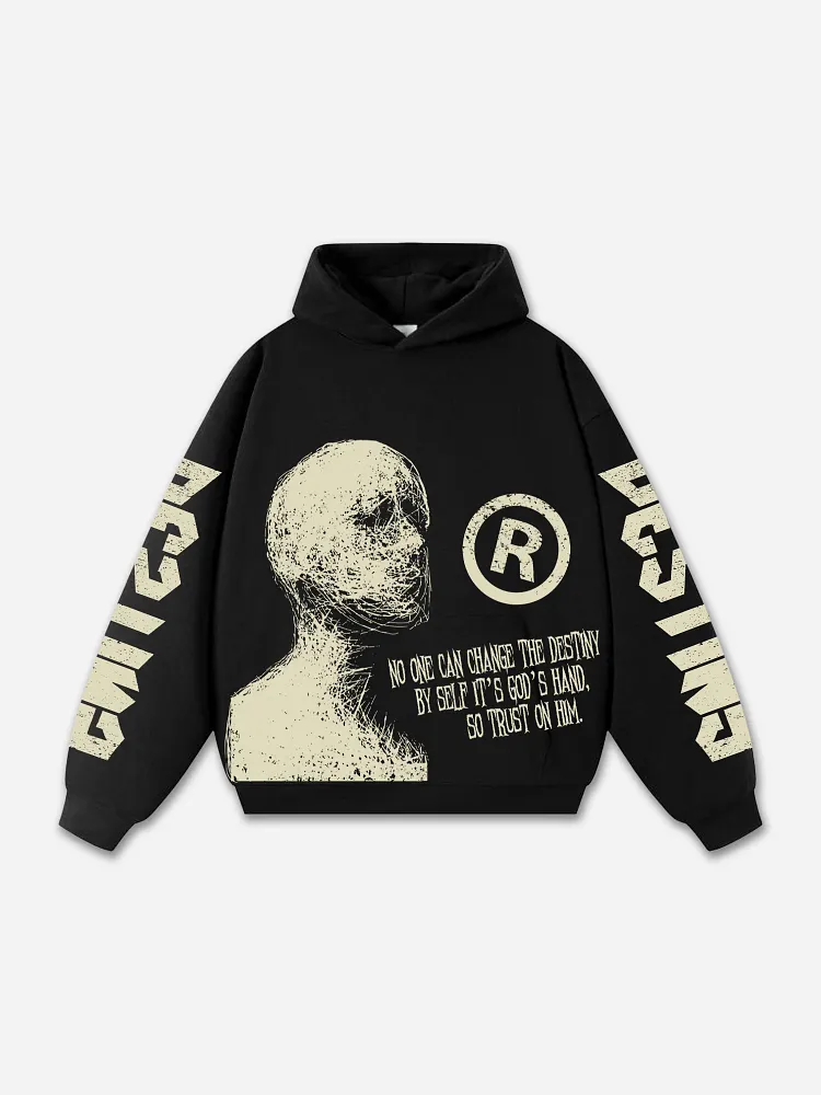 Vintage Destiny Mummy Graphic Print Side Pockets Hoodie