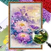 Purple Lotus-9CT Stamped Cross Stitch Bead Embroidery 44*64cm
