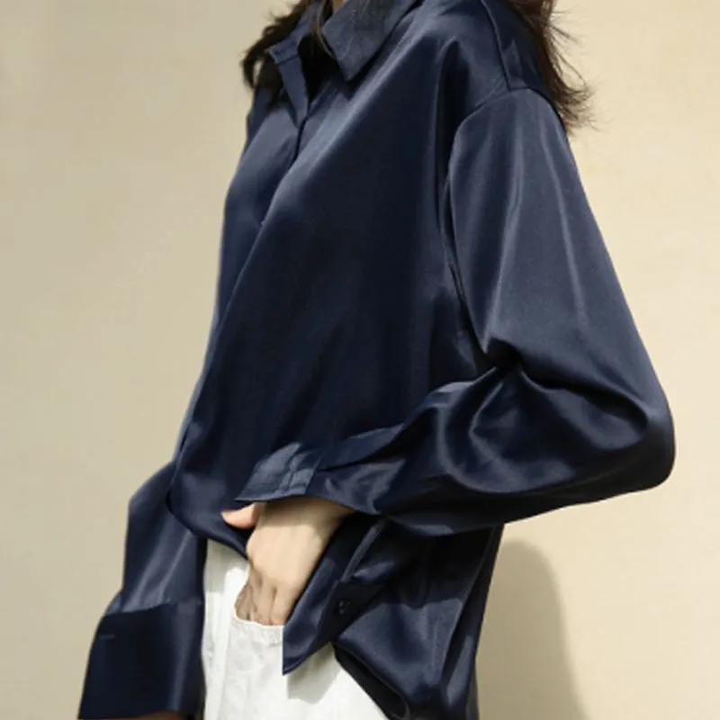 Autumn 2021 Womens Clothing Silk Shirt Vintage Blouse Women Sheer Top Women Long Sleeve Dress Shirt Plus Size Woman Overshirt