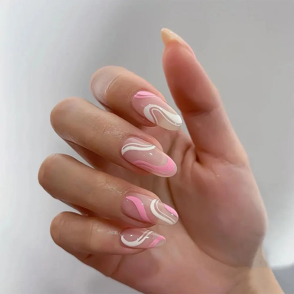24Pcs Detachable False Nails Long Ballerina Artificial Fake Nails Full Cover Jelly Red Coffin Nail Tips DIY Manicure Tool-Nail Inspo