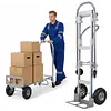 [US Local Warehouse] Convertible Hand Truck Alloy Fold Handcart Swivel Caster Tow Cart Cargo Trolley Convertible Hand Truck Dolly Cart With Wheels for Delivery Driver/Mover