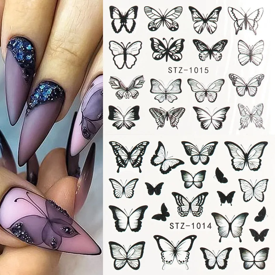 Nail Stickers 4Pcs/Set Water Transfer Multiple Colors Butterfly Designs Nail Decal Decoration Tips For Beauty Salons-Nail Inspo