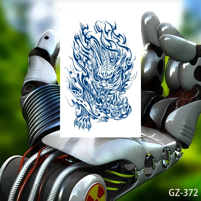 Temporary Tattoo Stickers Dragon Eagle Juice Timberwolves Ink Lasting Waterproof Natural Arm Body Chest Realistic Art Fake Tatoo