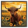 (Stamped/Counted) Hignland Cow Sunflower - 11CT Cross Stitch 40*40cm