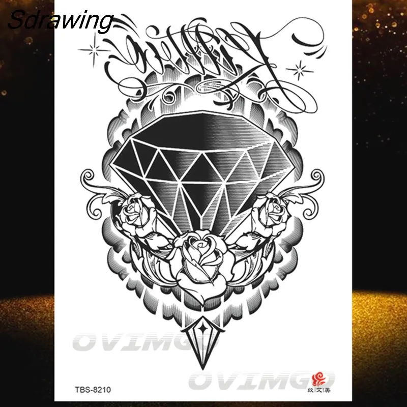 Sdrawing Lotus Flower Temporary Tattoos Fake Jewelry 3D Beauty Rose Tattoo Sexy Body Art Arm Painting Tatoo Sticker For Women