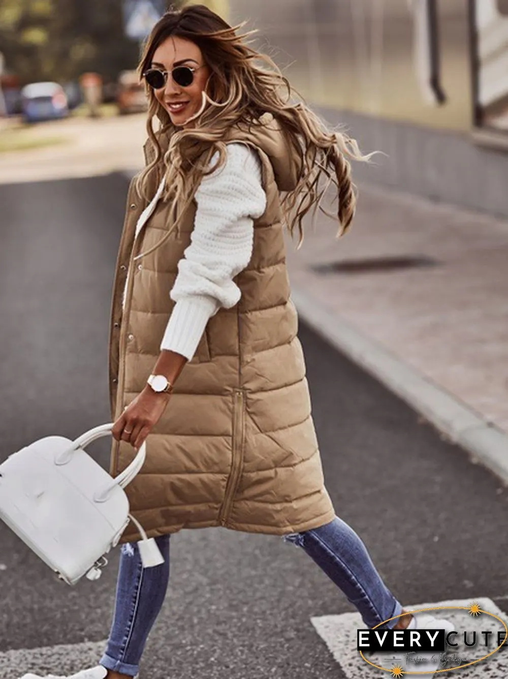 New Women's Fashion Thicken Winter Warm Hooded Sleeves Coat Casual Vest Plus Size S-5XL