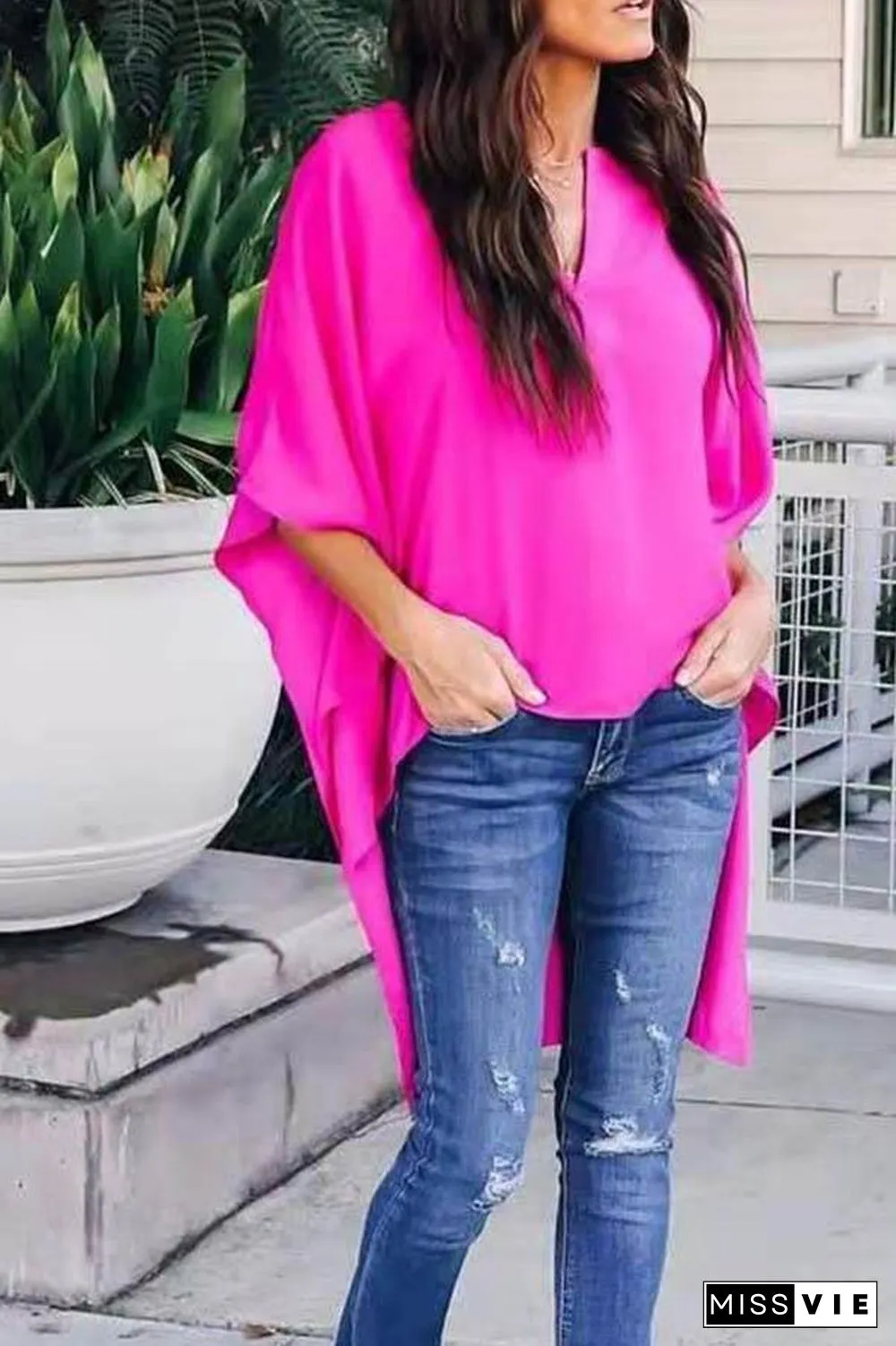 V-neck Loose Raglan Top (5 Colors) P16268