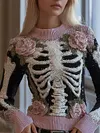 Women's Halloween Body Organ Muscle Print Round Neck Loose Sweatshirt