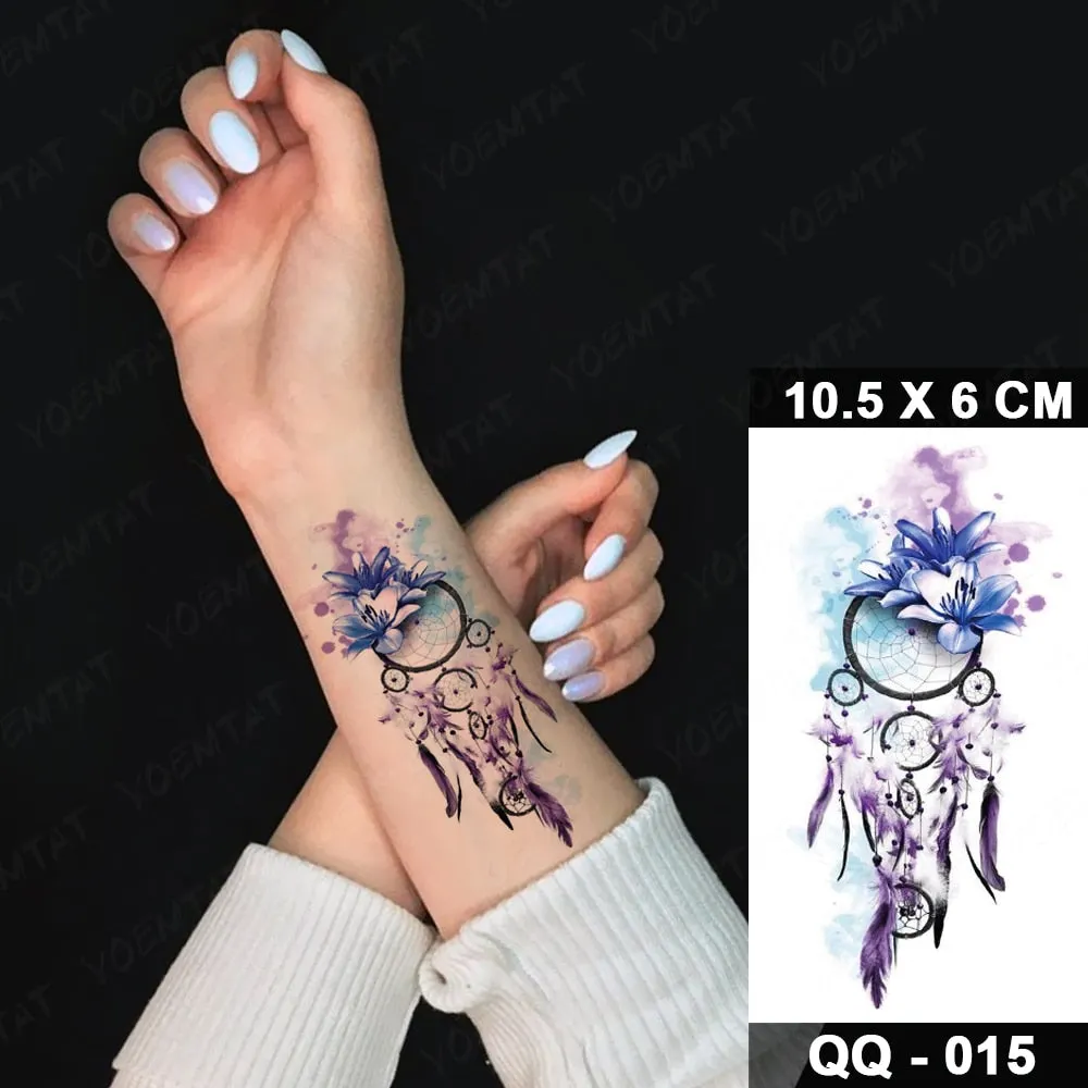 Waterproof Temporary Tattoo Sticker Small Lines Flowers Flash Tatoo Geometry Hand Arm Wrist Fake Tatto For Body Art Women Child