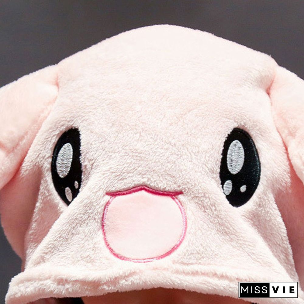 Cartoon Animals Print Plush Wearable Hooded Blanket