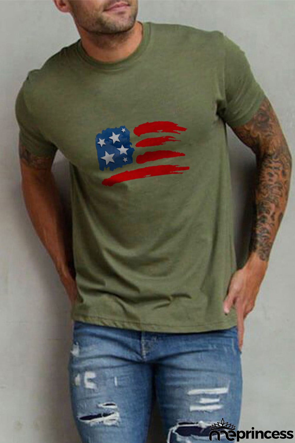USA Flag Print Men's Tee