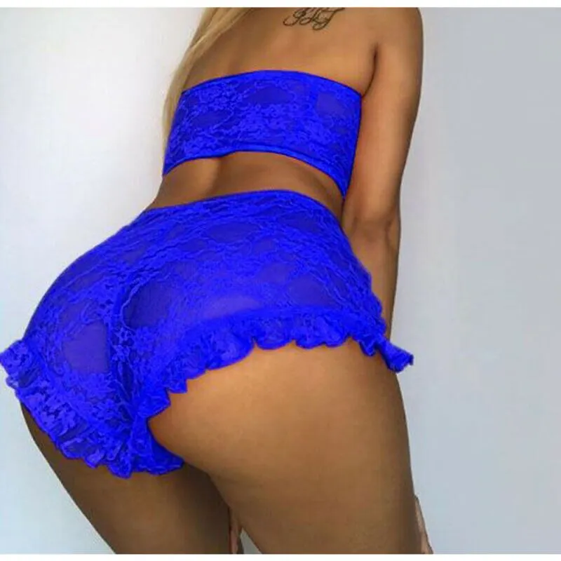 2pcs/Set Women Lace Sexy Lingerie Nightwear Babydoll G-string Underwear Set Sleepwear