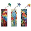 (US Local)3Pcs Special Shape Parrot 5D DIY Diamond Painting Bookmark with Pendants Craft Kit