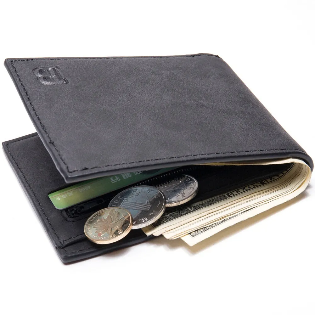 Retro Men's Wallet Business ID Card Holders Purse Small Leather Card Wallets Short Bifold Wallet for Men Slim Purses Male Wallet