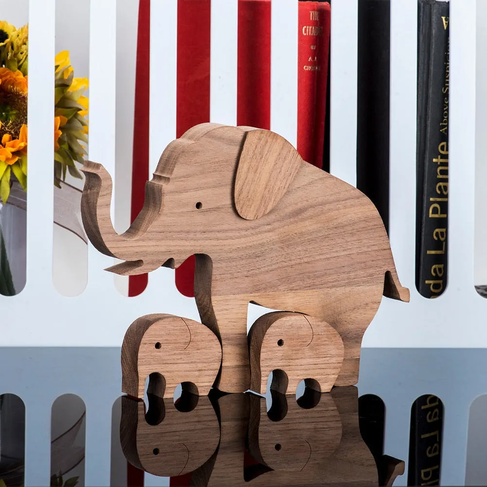 Family Puppy Wood Dog Craft Figurine Desktop Table Ornament Carving Model Creative Home Office Decoration Love Pet sculpture 515-1
