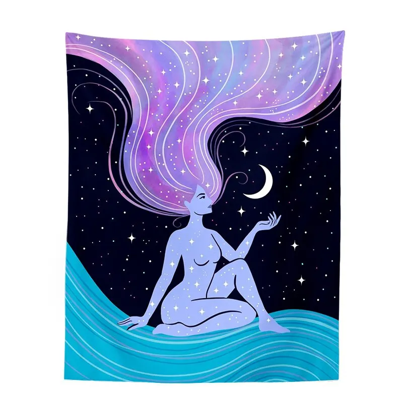 Indian Moon Phase Girl Mandala Tapestry Wall Hanging Boho decor macrame hippie Witchcraft Tapestry wall decoration cloth