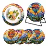4PCS Diamond Painted Hot Air Balloon and Mountain Placemats Insulated Dish Mats Comes with Mats
