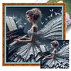 (Multi Style)Piano Girl-Full Embroidery 3 strands 11CT Stamped Cross Stitch-50*50CM