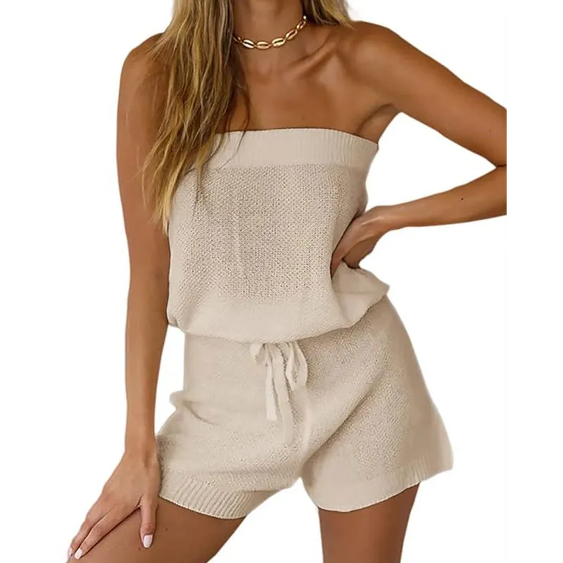 Athvotar Athvotar New Beach Hoodie Solid Color Sexy Breast Drawstring Jumpsuit Sunscreen Women