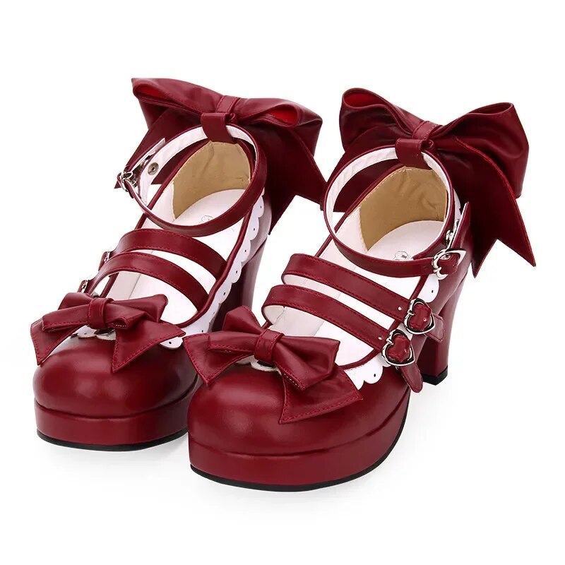 VCshoesWoman Mori Girl Lolita Cosplay Shoes Lady High Heels Pumps Women Princess Dress Party Shoes 6cm Lacework