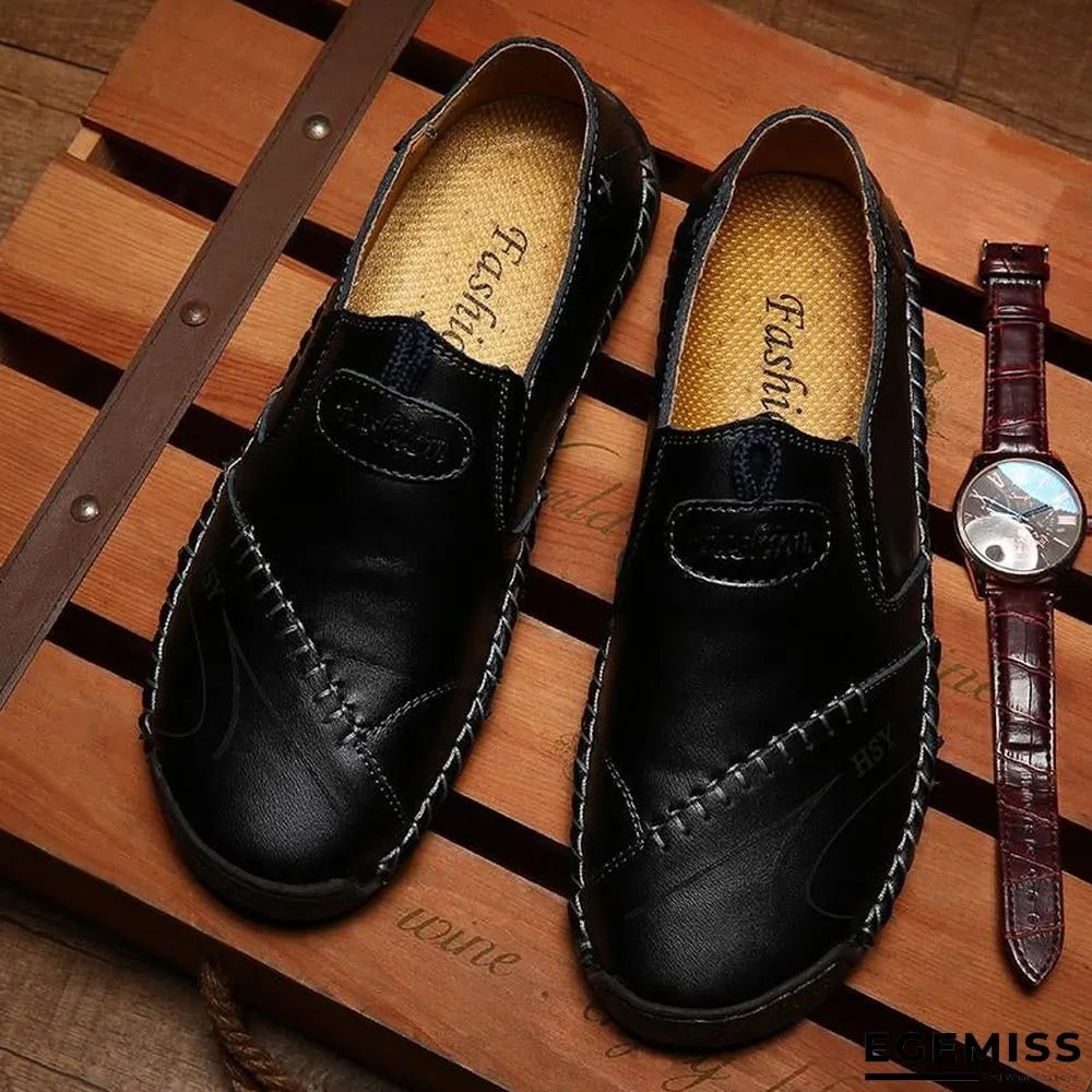 Genuine Leather Men's shoes Moccasins Loafers Shoes Waterproof Soft Breathable Flats | EGEMISS