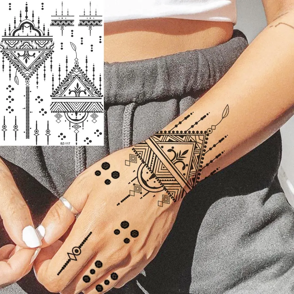 Sdrawing Peony Flower Temporary Tattoos For Women Adults Realistic Compass Moon Pendant Fake Tattoo Sticker Arm Body Tatoos