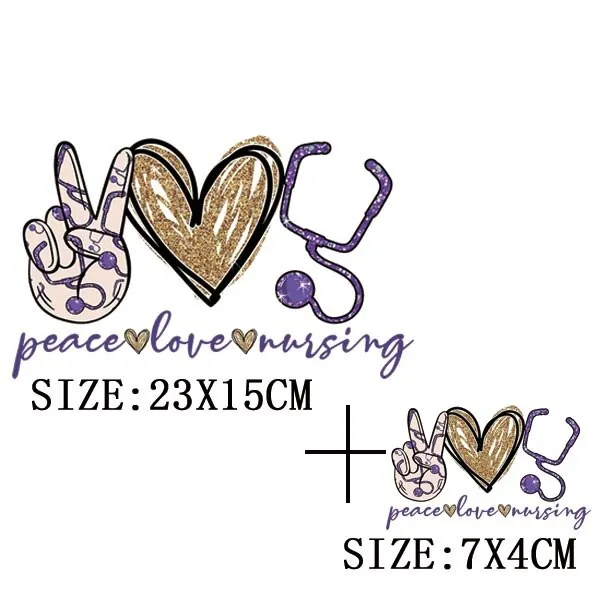 Peace Love Teach Thermal Sticker On T-shirt DIY Washable Patch On Clothes Funny Design Iron On Transfer For Hoodies Bag Applique