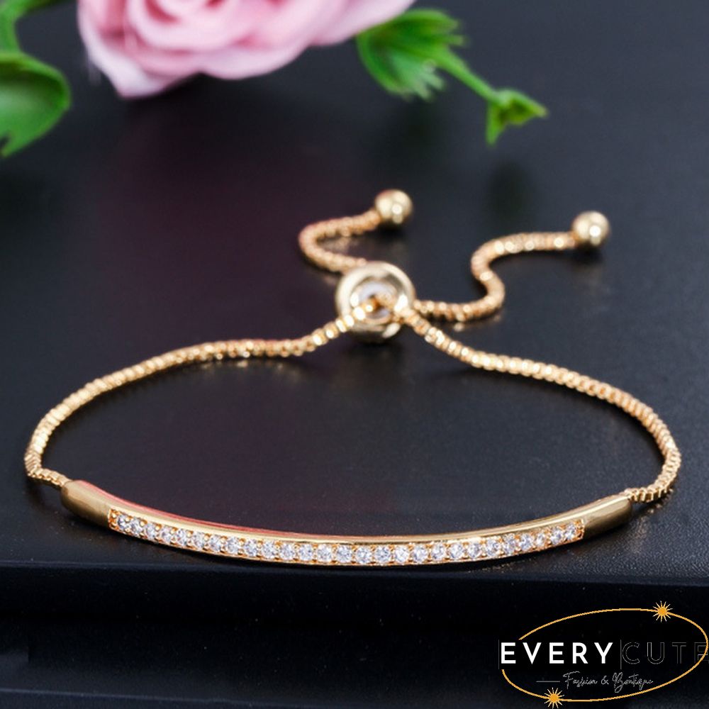 Luxury Women's Fashion Jewelry Accessories 925 Sterling Silver & Rose Gold & Gold Bracelets White sapphire Adjustable Chain Bracelet for Women Charm Anniversary Gift