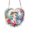 >SALE<Wreath Angel 2D Flat DIY Diamond Art Pendant Green Wing Wall Door Decoration