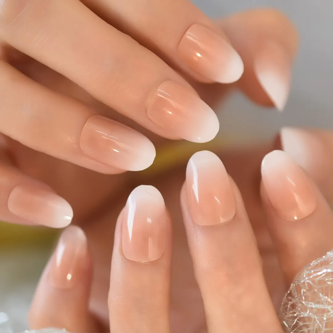 Mix Color Nail Short Squoval Dark Red Petie Fake Nails Glossy Shiny Ladies Fingernails Perfect for Office Lady with Adhesive-Nail Inspo