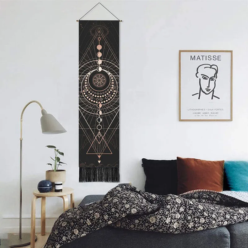 Seven Chakra Decorative Wall Hanging Tapestry Bohemia Tarot Phase Tassel Tapestry Boho Art Tapestries For Bedroom  Office Decor