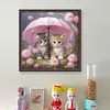 Kitten Holding Umbrella With Flowers - 11CT Stamped Cross Stitch - 40*40cm - Cat