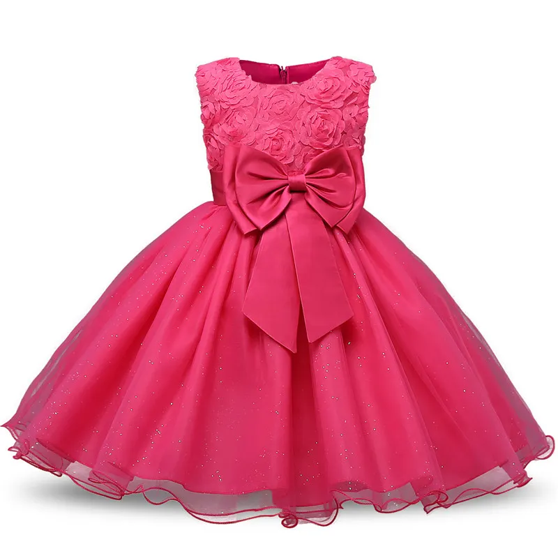 Uveng 2021 Infant Baby Girls Flower Dresses Christening Gowns Newborn Babies Baptism Clothes Princess tutu Birthday White Bow Dress